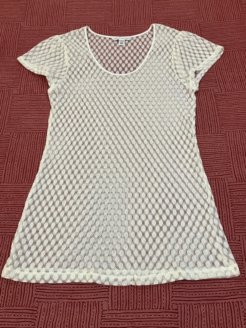 Lace Sheer Dot Lace Short Sleeve après swim coverup or mini dress / tunic